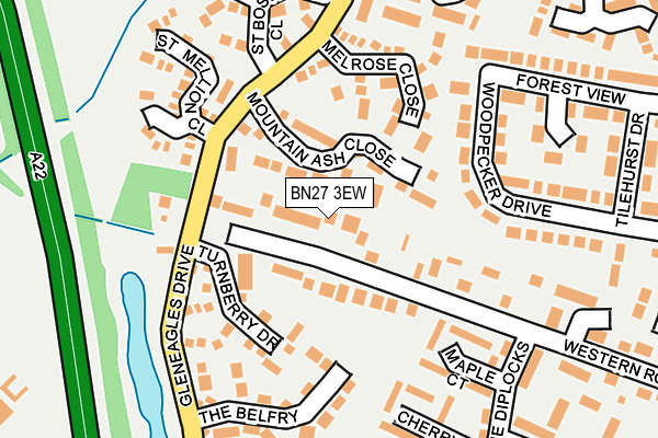 BN27 3EW map - OS OpenMap – Local (Ordnance Survey)