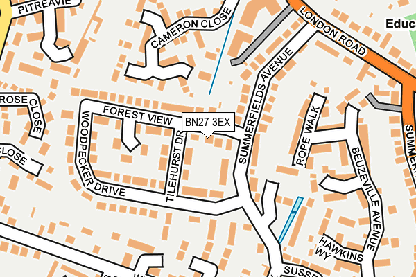 BN27 3EX map - OS OpenMap – Local (Ordnance Survey)
