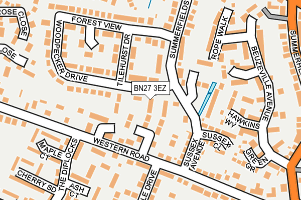 BN27 3EZ map - OS OpenMap – Local (Ordnance Survey)