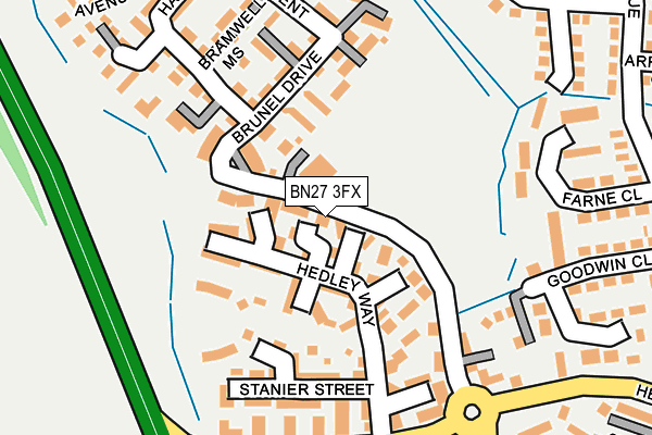 BN27 3FX map - OS OpenMap – Local (Ordnance Survey)