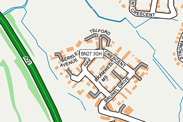 BN27 3GH map - OS OpenMap – Local (Ordnance Survey)