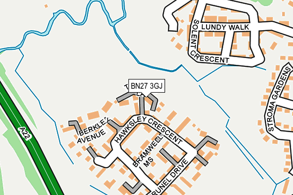 BN27 3GJ map - OS OpenMap – Local (Ordnance Survey)