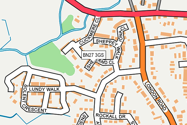 BN27 3GS map - OS OpenMap – Local (Ordnance Survey)