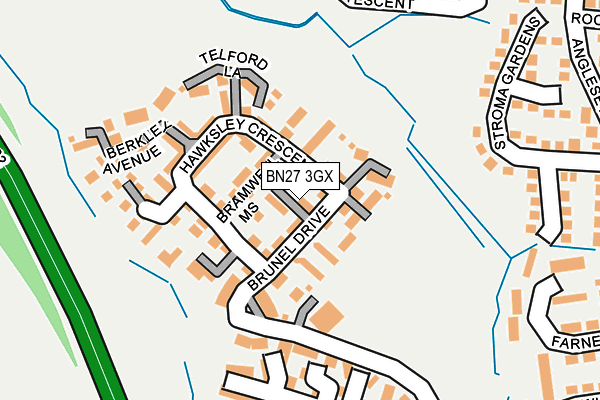 BN27 3GX map - OS OpenMap – Local (Ordnance Survey)