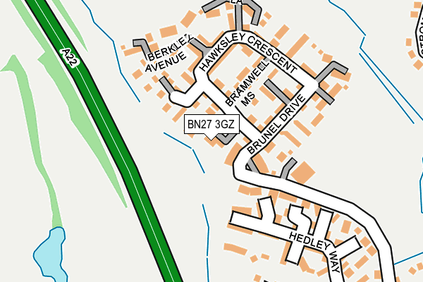 BN27 3GZ map - OS OpenMap – Local (Ordnance Survey)