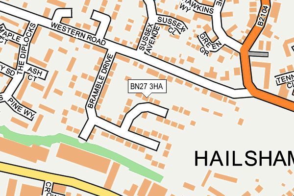 BN27 3HA map - OS OpenMap – Local (Ordnance Survey)