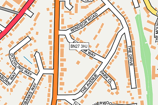 BN27 3HJ map - OS OpenMap – Local (Ordnance Survey)