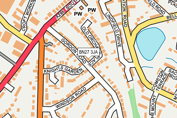 BN27 3JA map - OS OpenMap – Local (Ordnance Survey)