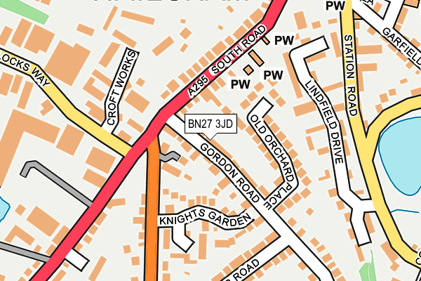 BN27 3JD map - OS OpenMap – Local (Ordnance Survey)