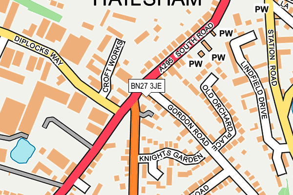 BN27 3JE map - OS OpenMap – Local (Ordnance Survey)