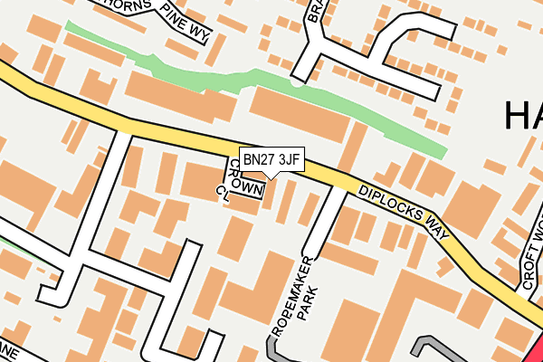 BN27 3JF map - OS OpenMap – Local (Ordnance Survey)