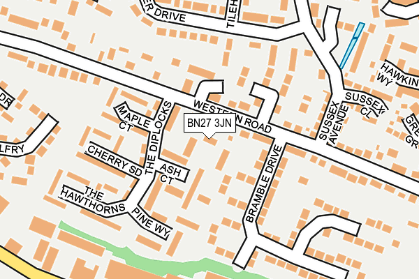 BN27 3JN map - OS OpenMap – Local (Ordnance Survey)