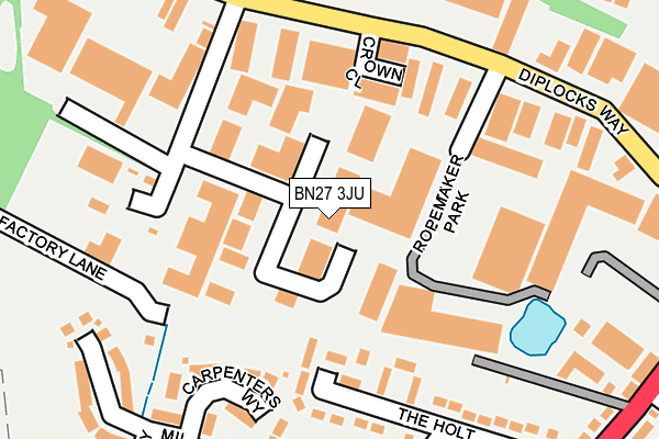 BN27 3JU map - OS OpenMap – Local (Ordnance Survey)