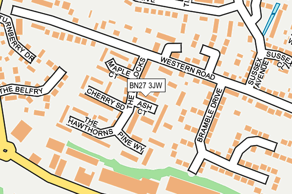 BN27 3JW map - OS OpenMap – Local (Ordnance Survey)