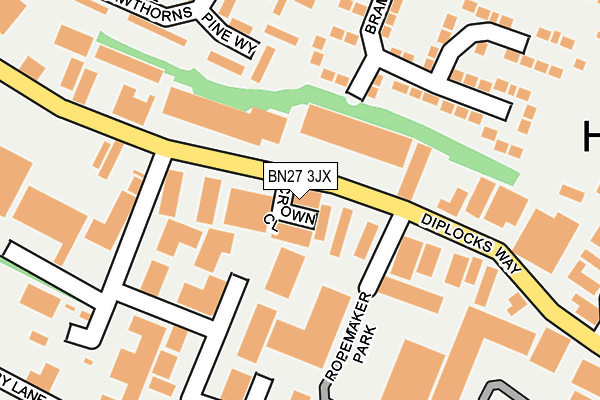 BN27 3JX map - OS OpenMap – Local (Ordnance Survey)