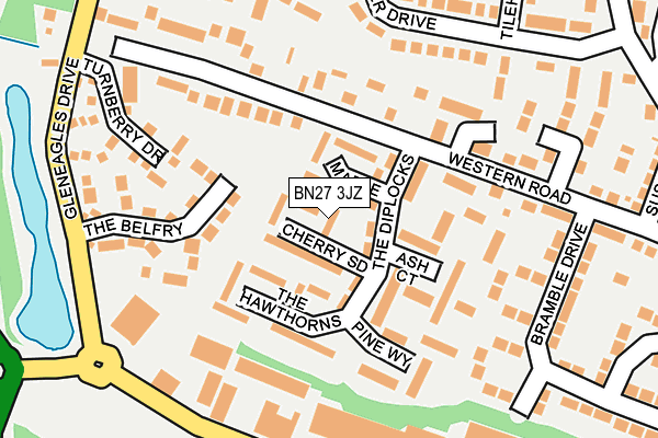 BN27 3JZ map - OS OpenMap – Local (Ordnance Survey)