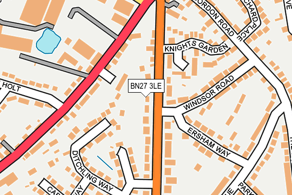 BN27 3LE map - OS OpenMap – Local (Ordnance Survey)