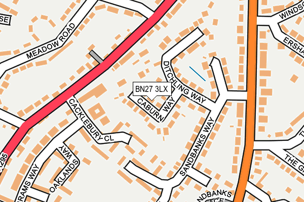 BN27 3LX map - OS OpenMap – Local (Ordnance Survey)