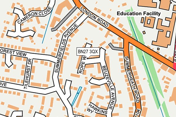 BN27 3QX map - OS OpenMap – Local (Ordnance Survey)