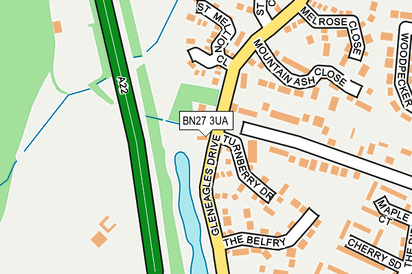 BN27 3UA map - OS OpenMap – Local (Ordnance Survey)