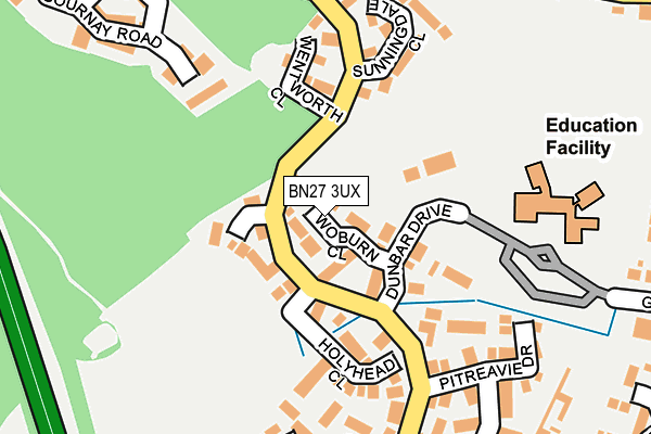 BN27 3UX map - OS OpenMap – Local (Ordnance Survey)