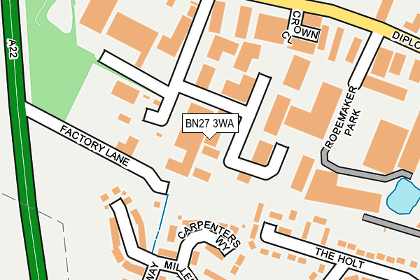 BN27 3WA map - OS OpenMap – Local (Ordnance Survey)