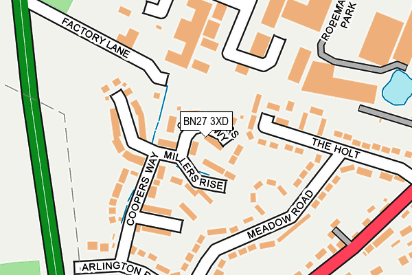BN27 3XD map - OS OpenMap – Local (Ordnance Survey)