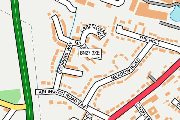 BN27 3XE map - OS OpenMap – Local (Ordnance Survey)