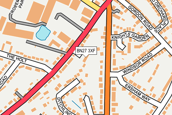 BN27 3XF map - OS OpenMap – Local (Ordnance Survey)