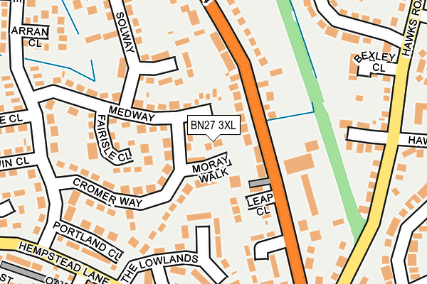 BN27 3XL map - OS OpenMap – Local (Ordnance Survey)