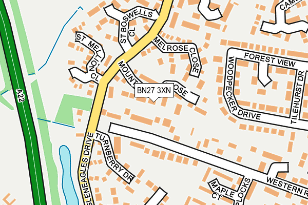 BN27 3XN map - OS OpenMap – Local (Ordnance Survey)