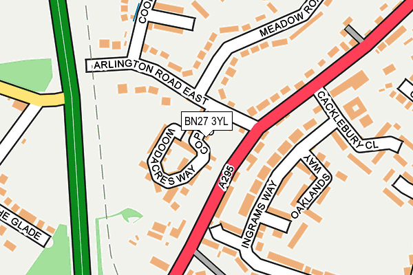 BN27 3YL map - OS OpenMap – Local (Ordnance Survey)