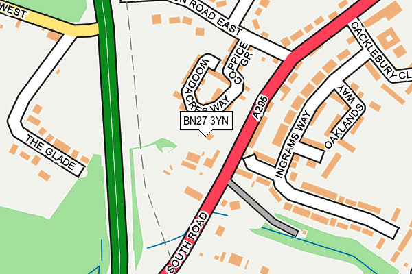 BN27 3YN map - OS OpenMap – Local (Ordnance Survey)