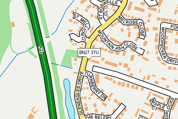 BN27 3YU map - OS OpenMap – Local (Ordnance Survey)