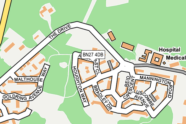 BN27 4DB map - OS OpenMap – Local (Ordnance Survey)