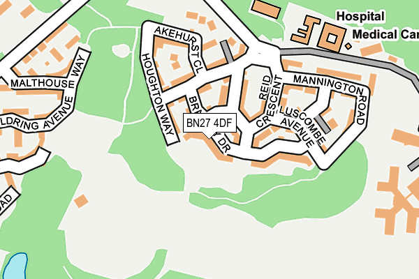 BN27 4DF map - OS OpenMap – Local (Ordnance Survey)