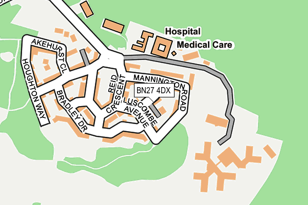 BN27 4DX map - OS OpenMap – Local (Ordnance Survey)