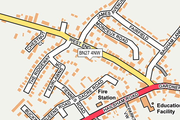 BN27 4NW map - OS OpenMap – Local (Ordnance Survey)