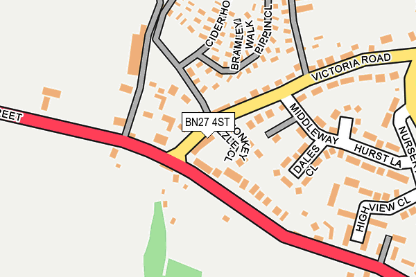 BN27 4ST map - OS OpenMap – Local (Ordnance Survey)