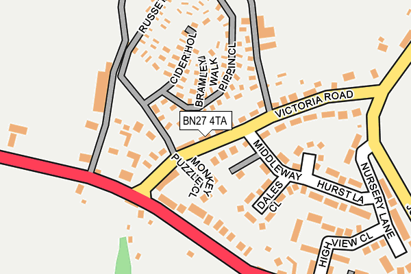 BN27 4TA map - OS OpenMap – Local (Ordnance Survey)