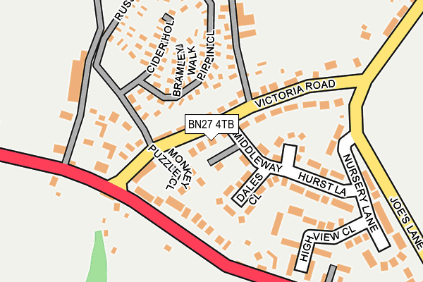 BN27 4TB map - OS OpenMap – Local (Ordnance Survey)