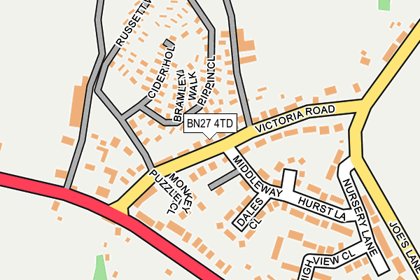 BN27 4TD map - OS OpenMap – Local (Ordnance Survey)