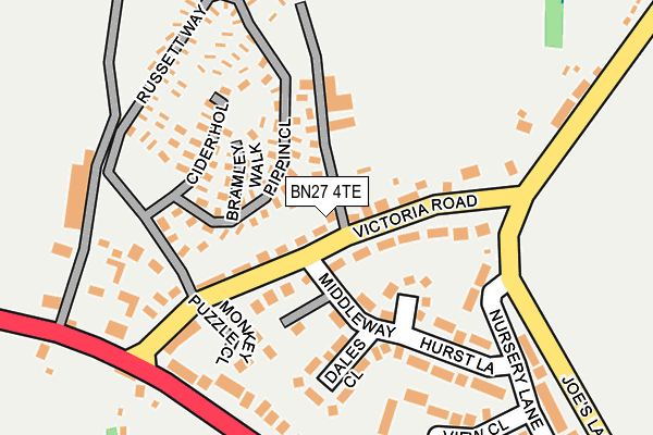 BN27 4TE map - OS OpenMap – Local (Ordnance Survey)