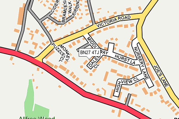 BN27 4TJ map - OS OpenMap – Local (Ordnance Survey)