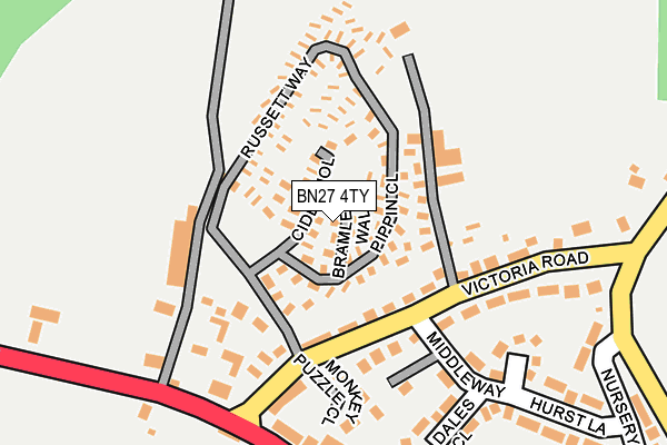 BN27 4TY map - OS OpenMap – Local (Ordnance Survey)