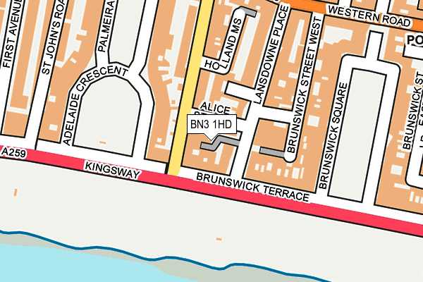 BN3 1HD map - OS OpenMap – Local (Ordnance Survey)
