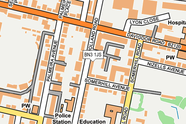 BN3 1JS map - OS OpenMap – Local (Ordnance Survey)