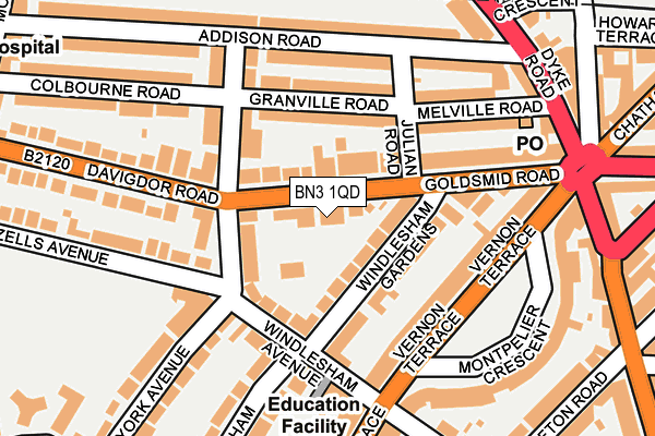 BN3 1QD map - OS OpenMap – Local (Ordnance Survey)