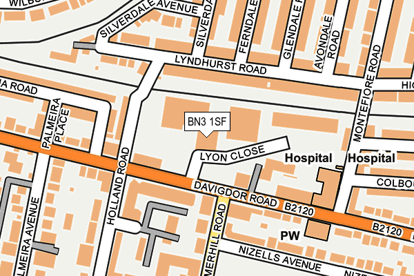 BN3 1SF map - OS OpenMap – Local (Ordnance Survey)
