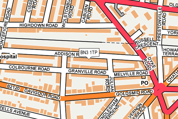 BN3 1TP map - OS OpenMap – Local (Ordnance Survey)